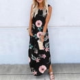thumbnail image 2 of up to 60% off Gifts Usmixi Womens Dresses Sleeveless Round Neck Floral Print Casual Maxi Summer Dress with Pocket Loose Side Slit Beach Boho Tank Long Dresses Pink XL Up to 65% off, 2 of 5