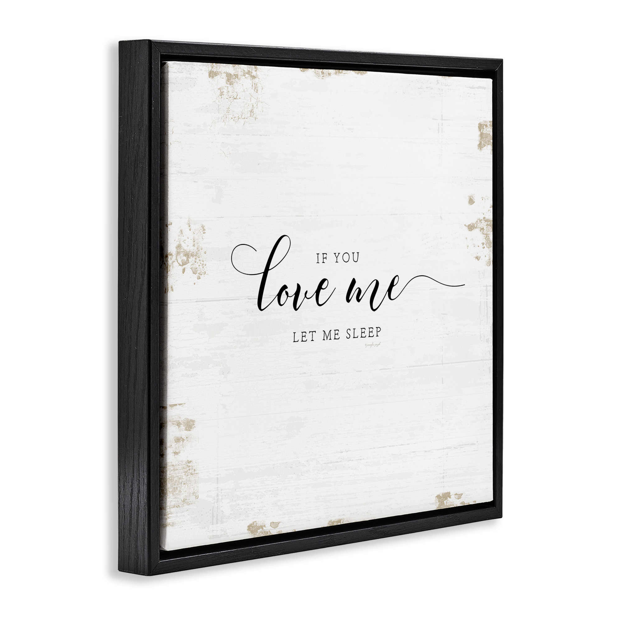 Stupell Industries Let Me Sleep Romantic Humor Typography Painting Black Floater Framed Canvas Art Print Wall Art, 25 x 25