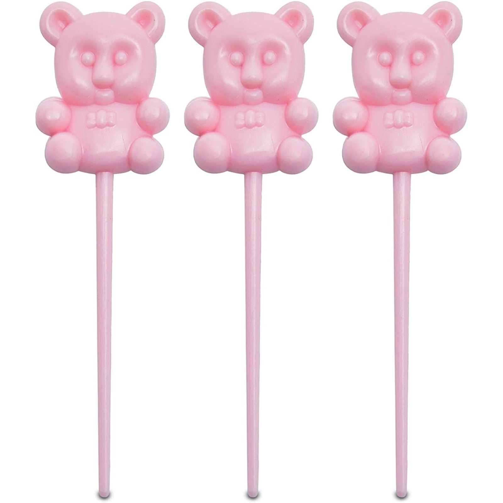 Buy 100 Pack Pink Teddy Bear Cupcake Toppers for Girl Baby Shower & 1st ...