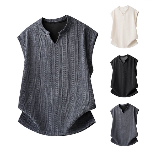 Men’s Knitted Textured Tank Top V Neck Knit Sweater Vests Casual Beach Summer Vacation Sleeveless Shirt Big and Tall Size M-5XL White
