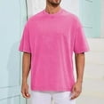 thumbnail image 4 of Cotton T-Shirts Oversized Men's Acid Washed Tshirt Half Short Sleeves Casual Loose Fit Streetwear Tops,Men's Retro Street Crew Neck Plain Tee, 4 of 10