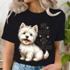 thumbnail image 4 of Camiseta con citas de razas de perros bonitos de My Bestie Is A Westie, camiseta divertida con estampado de patas de perro para mujer, regalo para amantes de los animales de dibujos animados, camiseta, 4 of 5