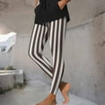 thumbnail image 5 of Abomasnow Women's Black White Striped Legging Pants Ankle Length Stretchy Tights High Waist Elastic Leggings Pant, 5 of 9