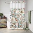 thumbnail image 6 of No Hook Shower Curtain, Boho Flower Shower Curtains for Bathroom with See Through Top Window, Spring Watercolor Botanical Paisley Floral Leaf Waterproof & Washable Bath Curtain Narrow 54"x78", 6 of 9