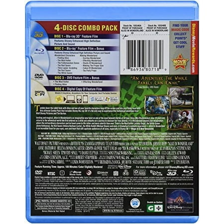 Alice In Wonderland (Blu-ray 3D / Blu-ray / DVD)