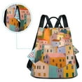 thumbnail image 5 of FORMRS Women's Travel Backpack Purse Anti-Theft Hidden Pockets Casual Shoulder Bag, Orange Cityscape Painting, 5 of 7