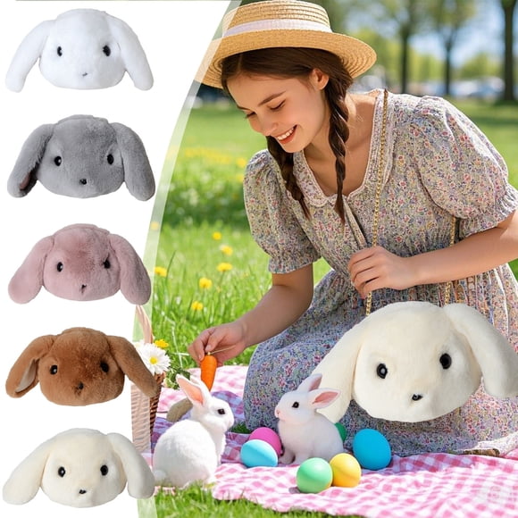 Xihbxyly Bolsa de Conejito de Pascua, Suave Felpa, Ajustable, Orejas Grandes, Decoración Navideña, Regalo Perfecto para Pascua, 22 X 17 Cm.