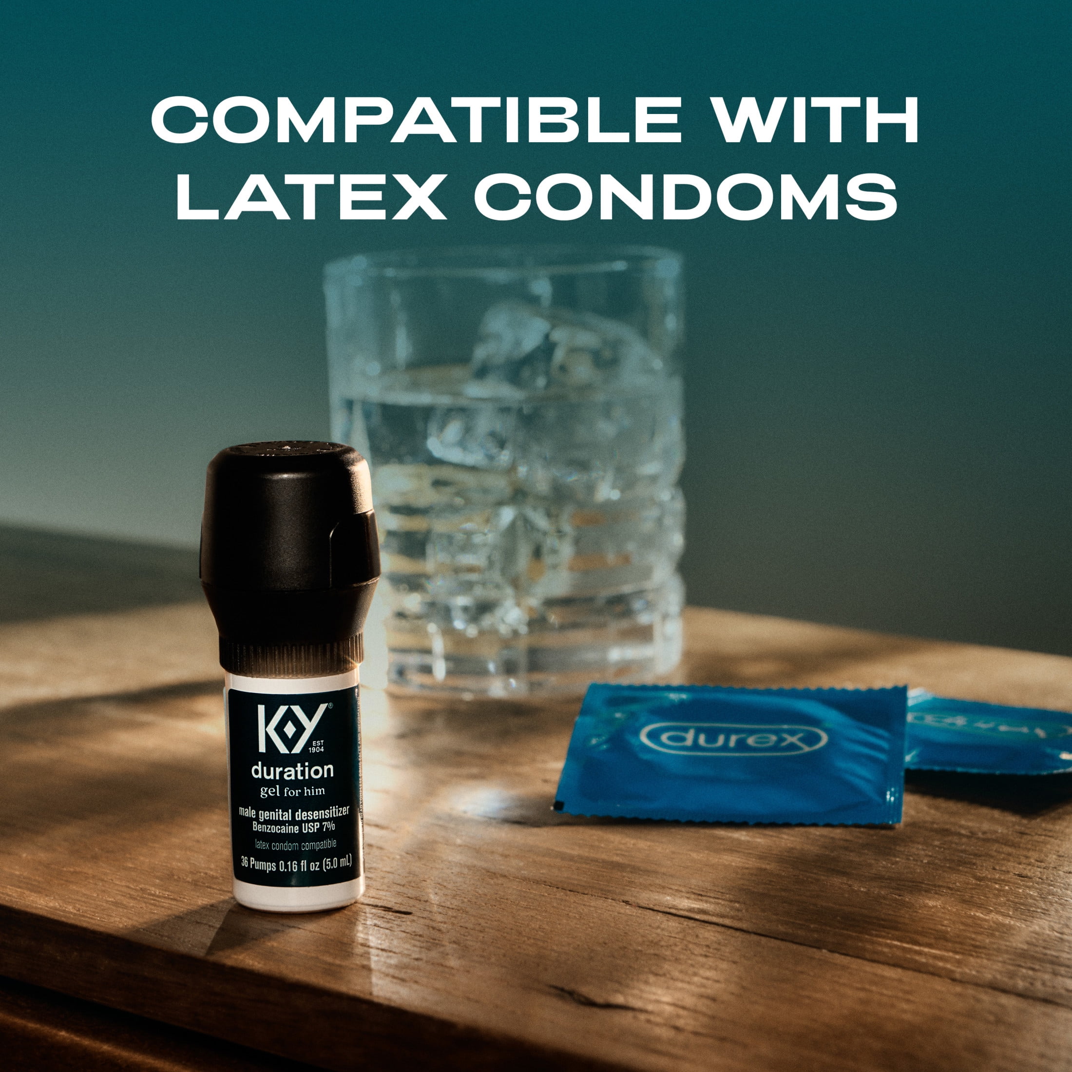 K-Y Duration Gel for Him, Personal Male Desensitizer Endurance Gel, Benzocaine Formula, For Men, Women and Couples, 0.16 FL OZ (36 Pump)