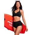 thumbnail image 3 of Shorts de baño tipo board CRZ YOGA para mujer, cintura alta ajustable, negro, talla M, 3 of 4