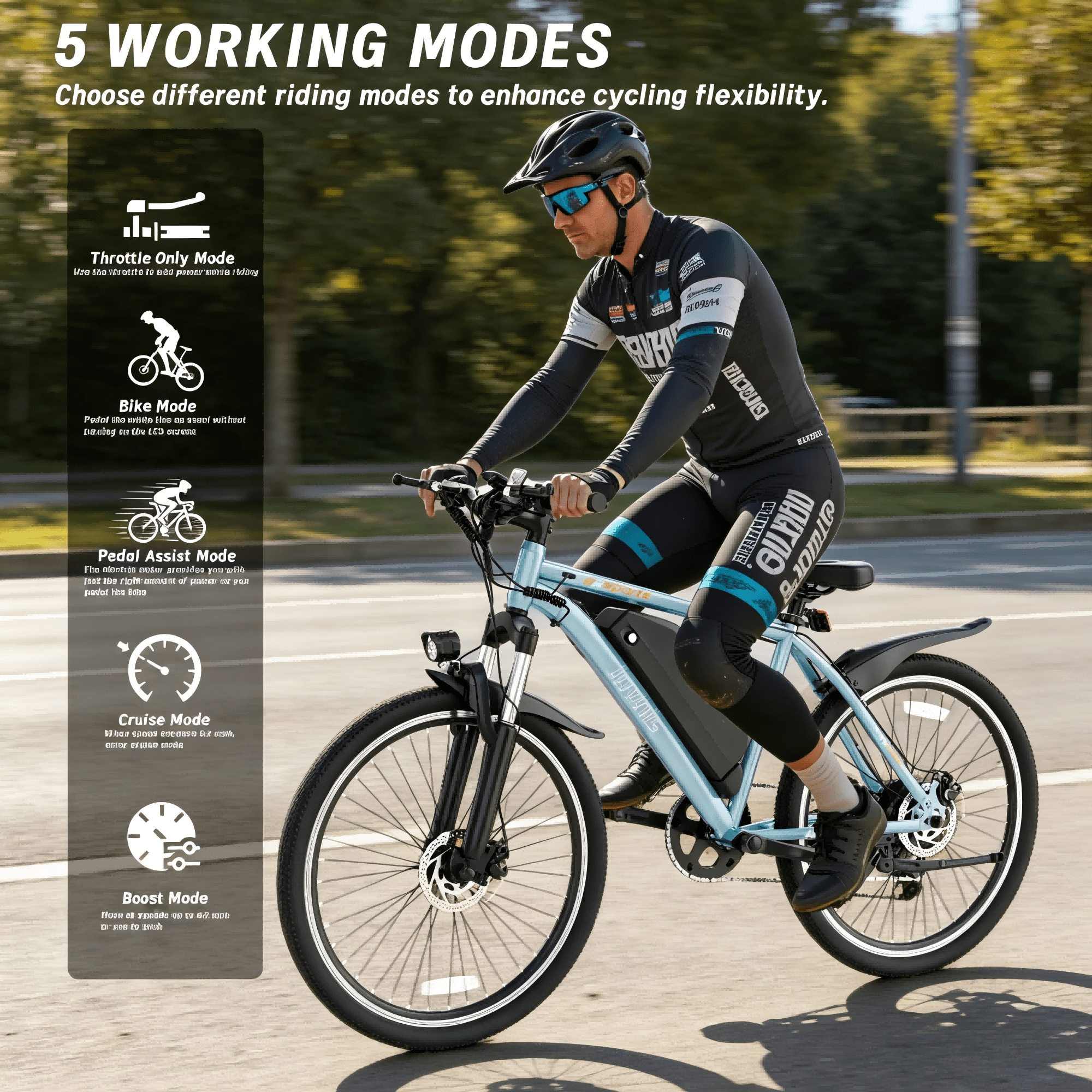 26" E-Mountain Bike for Adults, 350W Motor, 48V 9Ah Removable Battery, Up to 22 MPH & 55 Miles Range, 7-Speed Electric Bicycle with Pedal Assist, UL2849 Certified