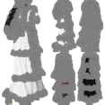 thumbnail image 1 of Pastel de moda para mujer, blanco y negro, con vestido largo de manga larga, ropa musulmana (hijab no incluido), 1 of 4