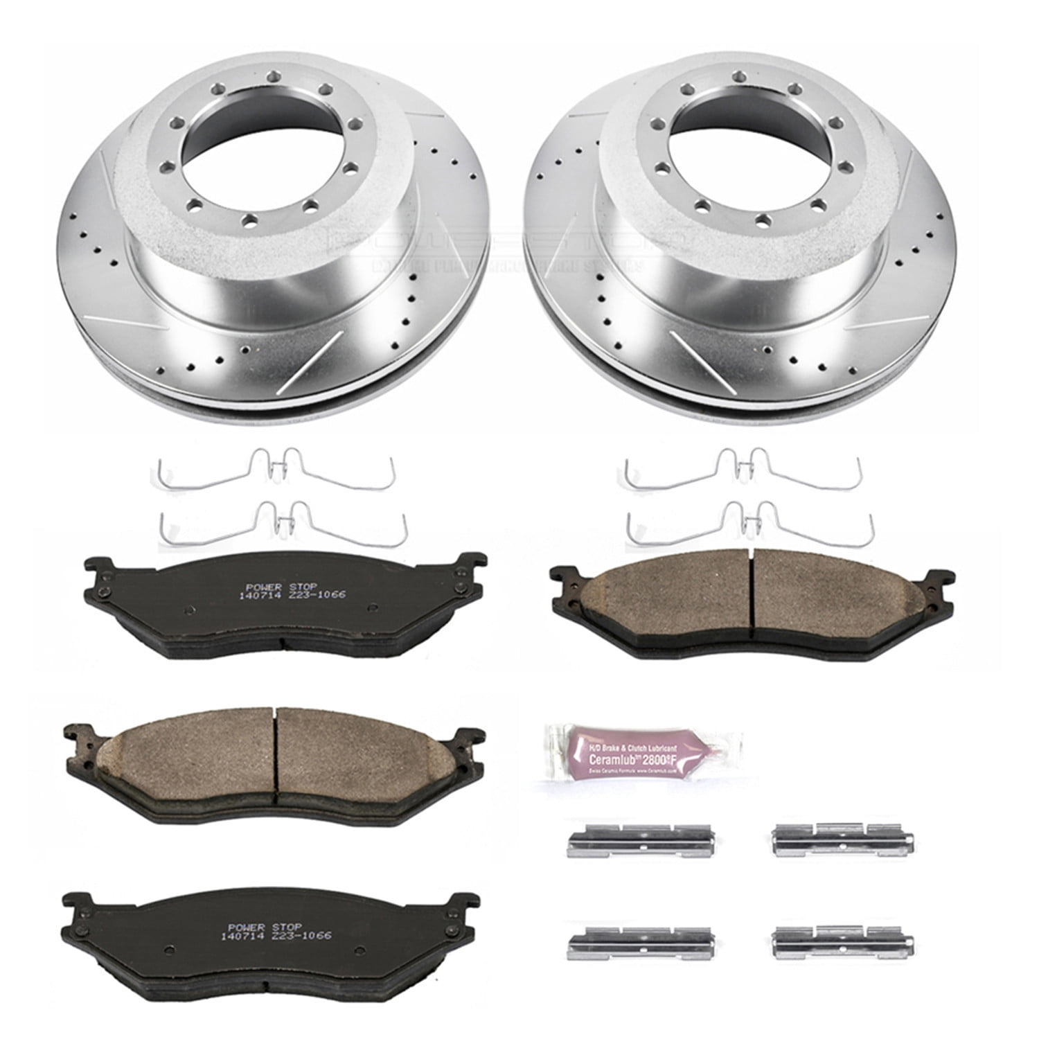 PowerStop Front/Rear Z23 Evolution Sport Carbon-Fiber Ceramic Brake Pad and Drilled & Slotted Rotor Kit Fits: FORD Select Models K5966