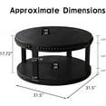 thumbnail image 2 of Round Solid Wood Coffee Table with Thickened Top, 2 Tier Coffee Table with Real Wood Beads, Circle Center Table for Small Space Living Room, Black, 2 of 7