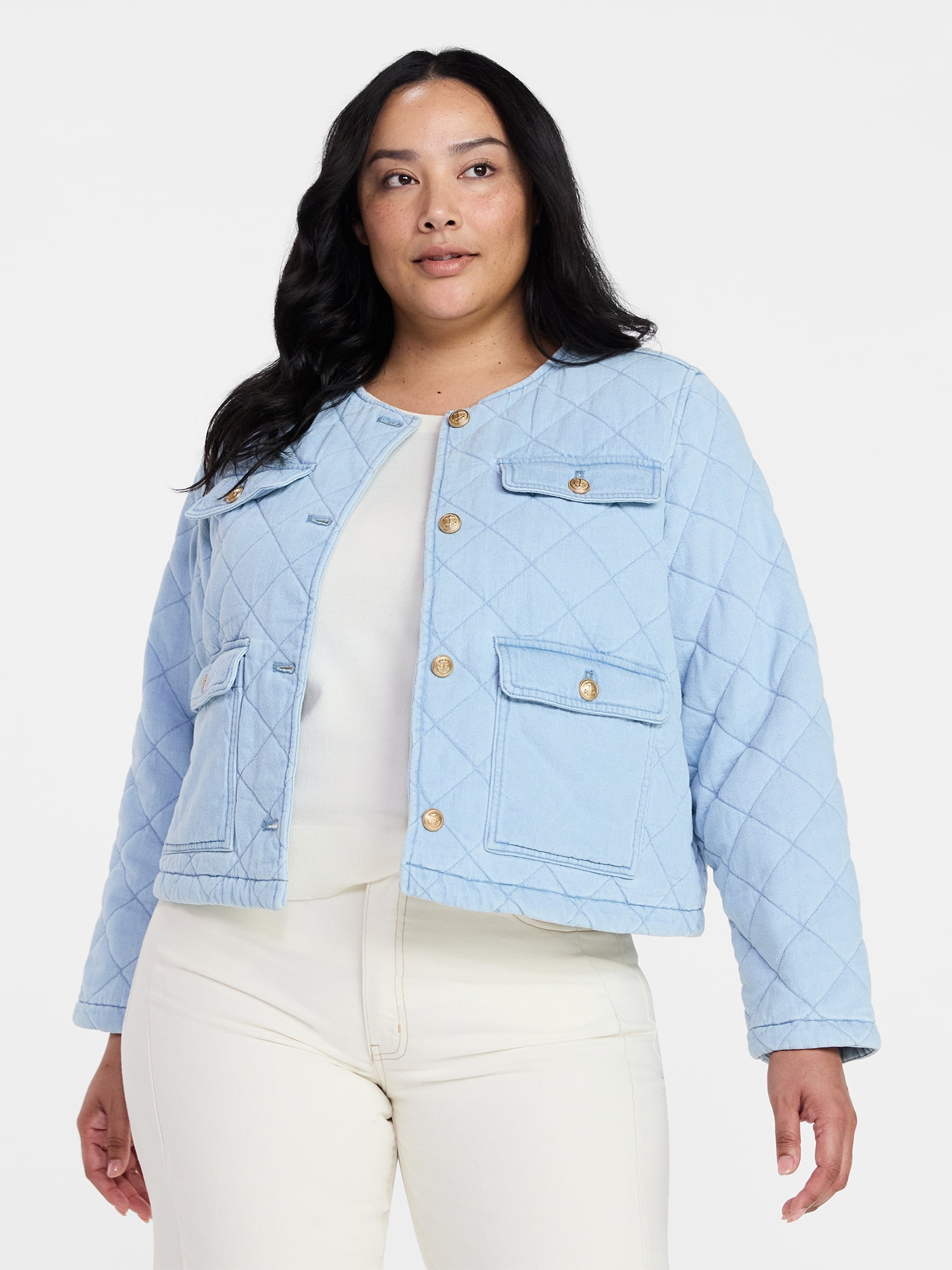 Time and Tru Women's Quilted Cotton Jacket, Sizes XS-XXXL
