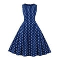 thumbnail image 2 of Women's Sleeveless Polka Dot Dress 50s 60s Vintage Rockabilly Dress Ruffle Flowy Hepburn Dress for Tea Party, 2 of 4