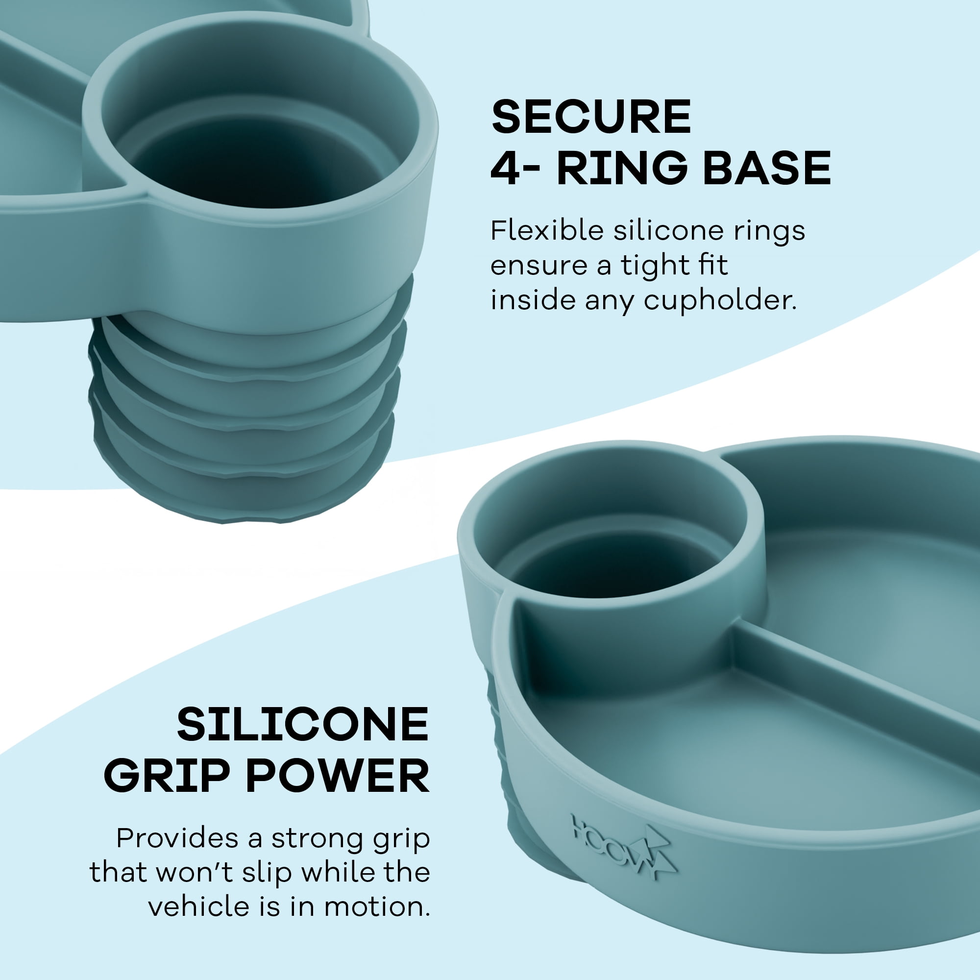 Hoovy Silicone Travel Snacker for Toddlers, Teal Baby Food Storage for Car Seat