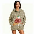 thumbnail image 4 of Hoodies for Women Oversized Winter Plush Cute Sweatshirts Pullover Trendy Fall Winter Clothes with Christmas Print for Comfortable Seasonal Wear,Khaki,XL, 4 of 6