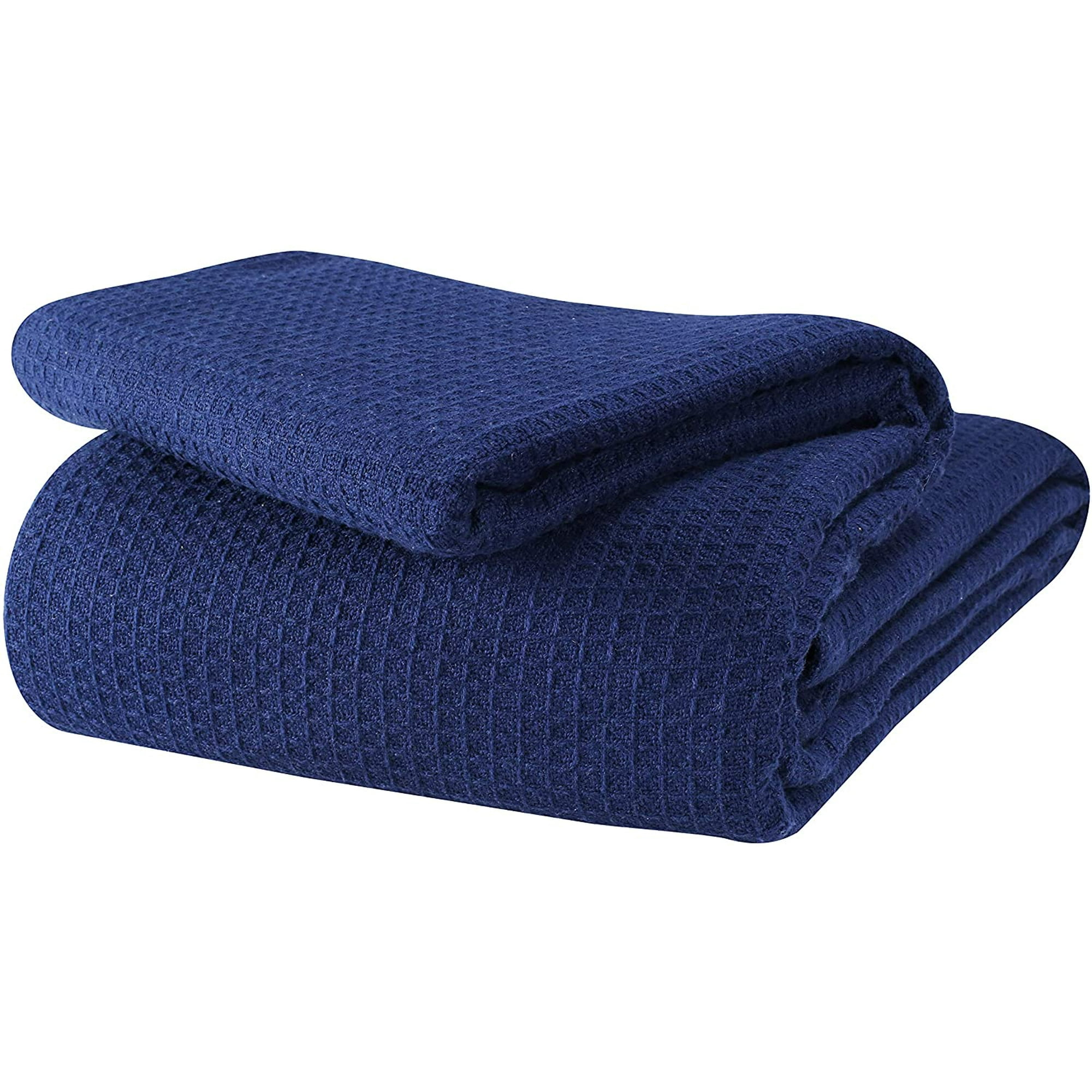 GLAMBURG 100% Cotton Thermal Blanket, Breathable Bed Blanket Queen Size, Soft  Waffle Blanket, Queen Blanket, All Season Cotton Blanket, Navy Blue -  Walmart.com
