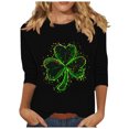 thumbnail image 2 of Meichang T-Shirt de la Saint-Patrick pour Femmes Manches 3/4 Hauts Graphiques Trèfle Col Rond Décontracté Irlandais Cadeau de la Saint-Patrick pour Femmes, 2 of 4