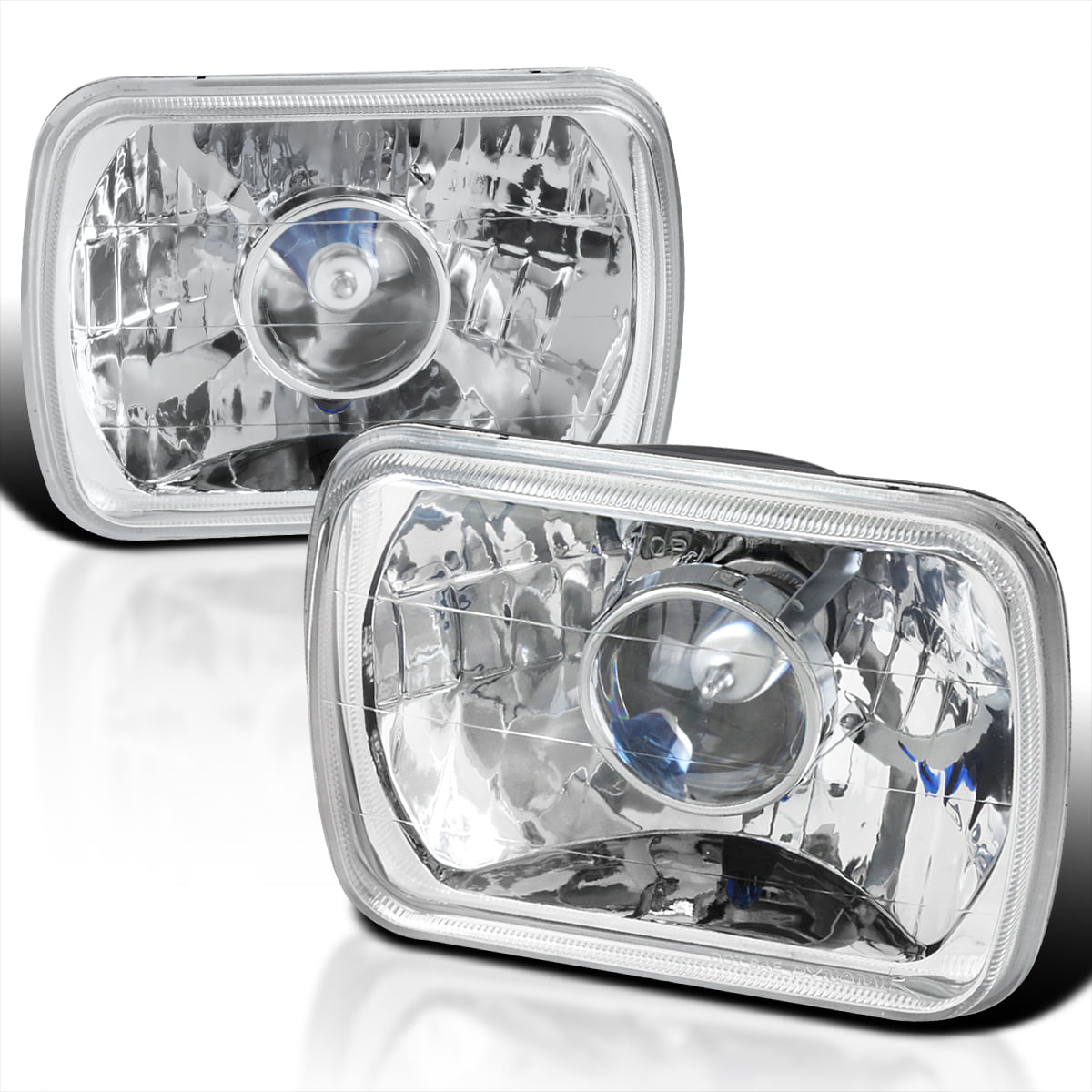 7x6 H6052/H6054 3D White SMD Ring Tube Chrome Diamond Headlights Conversion Kit