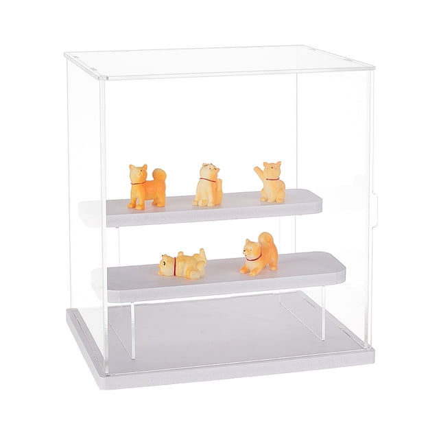 3-Tier Assembled Trasparent Plastic Toys Action Figures Display Riser Boxs Dustproof Minifigures Display Case with White Base Hold us to 12Pcs Toys White 10pcs/set