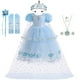 thumbnail image 1 of Disfraz de Elsa y Reina de la nieve de Frozen para niños, capa larga extraíble, Hada de Halloween, vestido de fiesta de princesa con volantes de lentejuelas, 2023 Fivean unisex, 1 of 2
