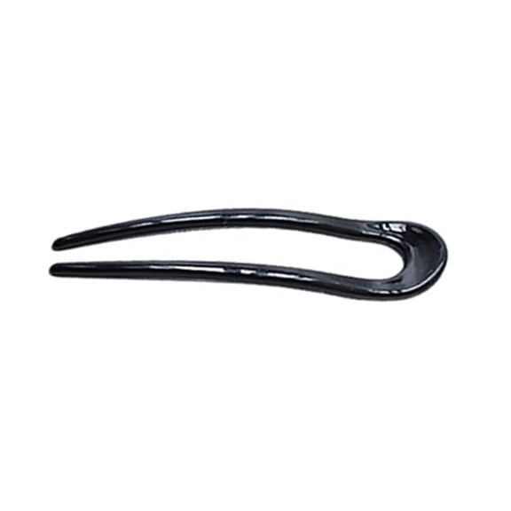 CXHEGBEJ U Shape Hair Prong for Thick Hair Bun and Chignon, Metal Hair Stick Fork Updo Holder, Simple Curved Hair Pin for Long Hair Twist Styles Black