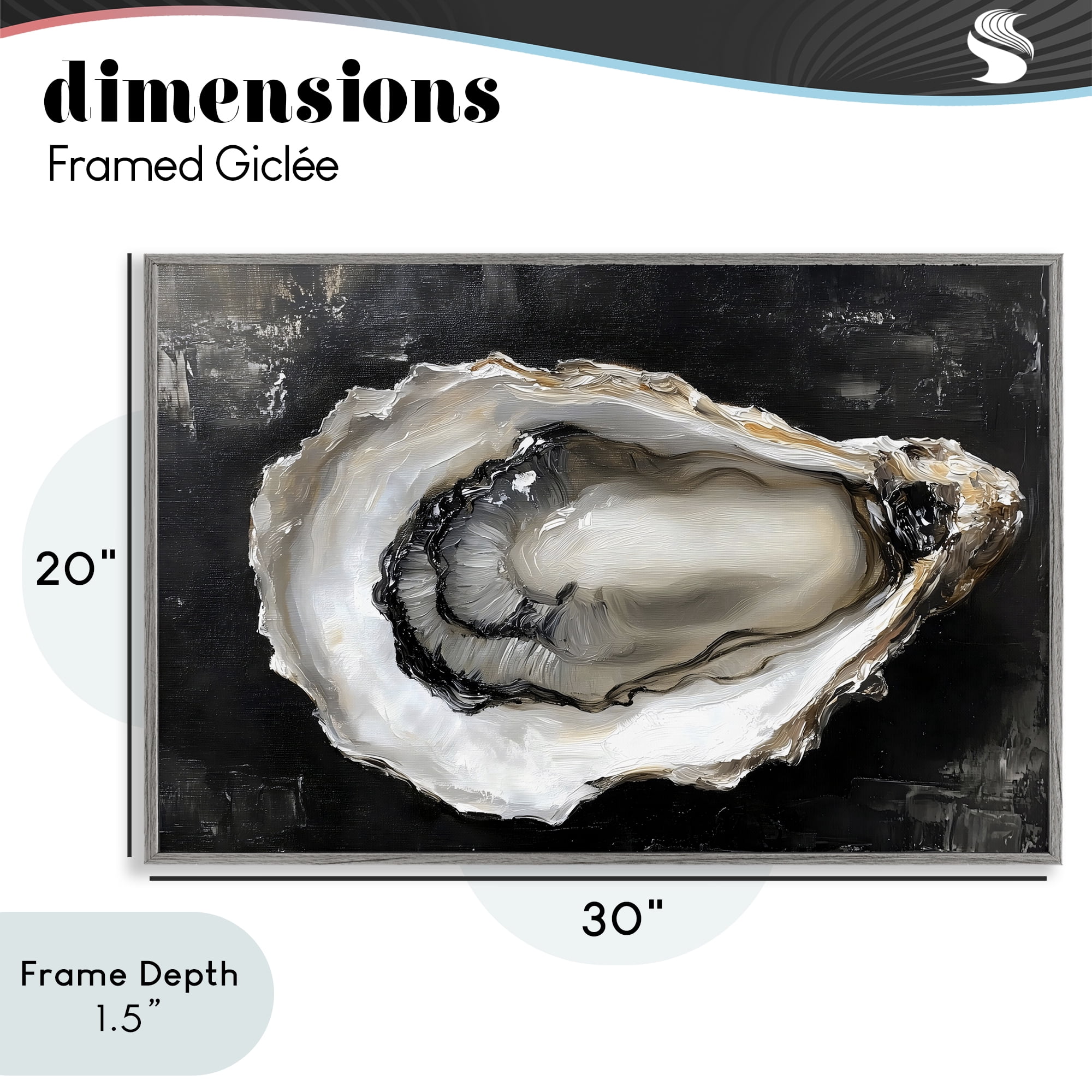 Stupell Industries Black Oyster Pearlescent Shell Gray Framed Giclee Art, design by LSR Design Studio