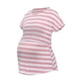 thumbnail image 4 of asdoklhq Maternity Clothes for Women,Ladies Stripe Print Lacing Round Neck Short Sleeve Maternity Breastfeeding Clothe Top, 4 of 9