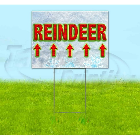 Reindeer Arrow (18" x 24") Yard Sign, Includes Metal Step Stake