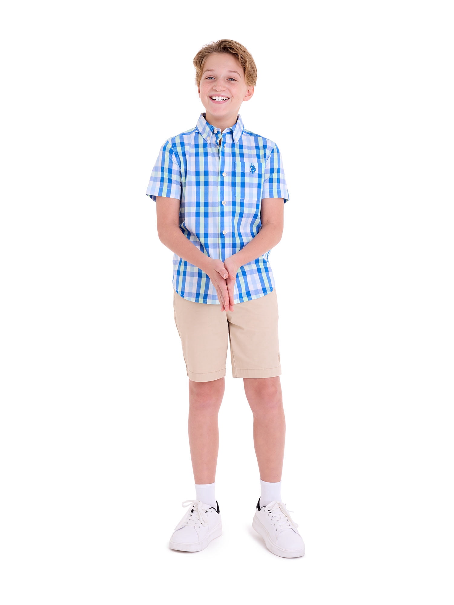 U.S. Polo Assn. Short Sleeve Button-Up Shirt for Boys, Sizes 4-18