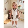 thumbnail image 4 of RUINIXCW Toddler Baby Girl Football Dress Outfit Infant Girl Summer Fall Tank Dress Rubby Embroidery Sleeveless Turn Down Collar Dot Ruffled Dress, 4 of 10