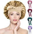 thumbnail image 1 of Gorro de Seda para Dormir, Para El Cabello Largo Bonnet Ajustable para Mujer，capó ajustable de satén, 1 of 7