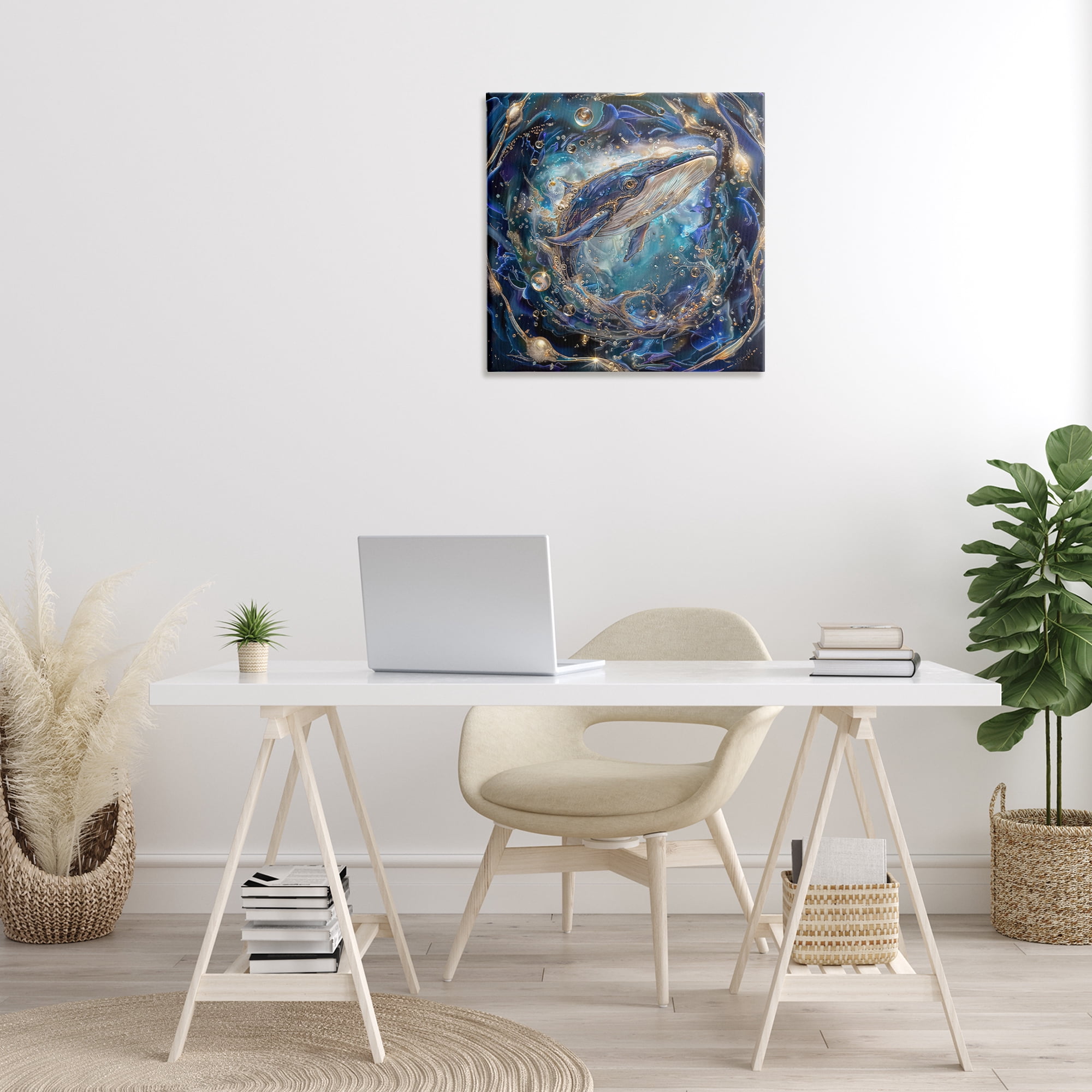 Stupell Industries Echoes Of Abyss Whale Animals & Insects Painting Gallery Wrapped Canvas Art Print Wall Art, 24 x 24