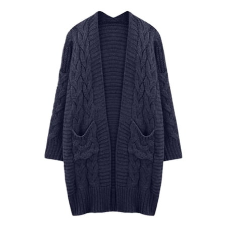 UJNDER Women s Knit Cardigan Long Open Front Sweater for Cozy Fall Winter Fashion Outfits and Soft Comfort Navy S