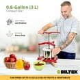 thumbnail image 2 of Biltek Stainless Steel Fruit Press For Wine Making, Apple Cider Press For Max Extraction, Manual Juice Press Stable Triangular Design, Fruit Wine Press, Grape Press With Large Capacity, 1.6-Gal (6-L), 2 of 7