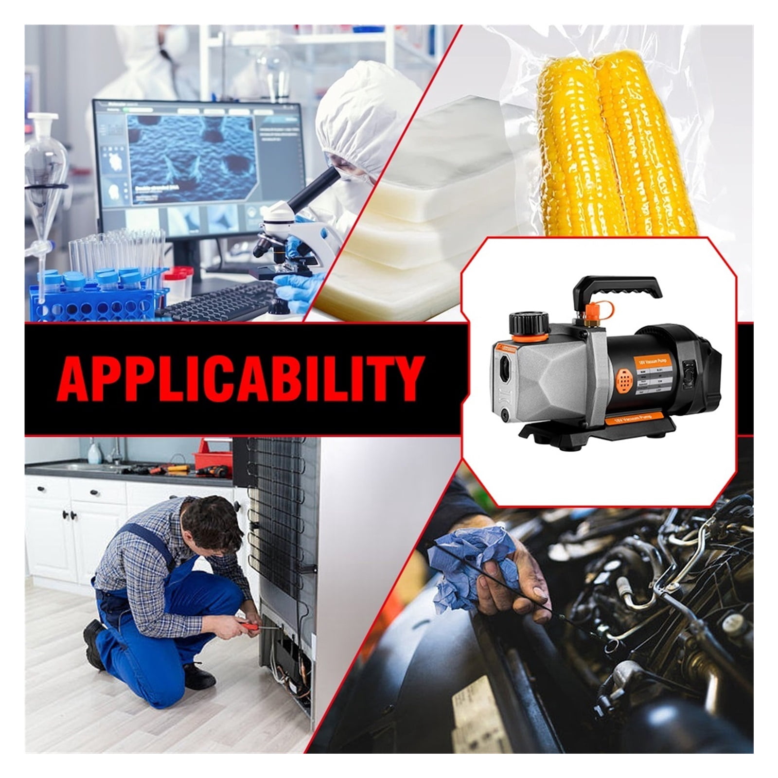 Vacuum Pump,7CFM 1/2HP Cordless Vacuum Pump 5PA 1/4 Air Inlet Refrigerator Air Conditioning Vacuum For 18v Battery