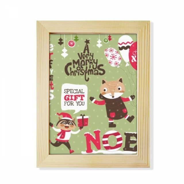 mas Animal Merry mas Festival Desktop Adorn Photo Frame Display Art Painting Wooden