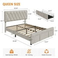 thumbnail image 3 of Yiwa Upholstered Queen Platform Bed Frame with Drawers, Storage Mattress Foundation, Solid Wood Slats, No Box Spring Required, 3 of 7
