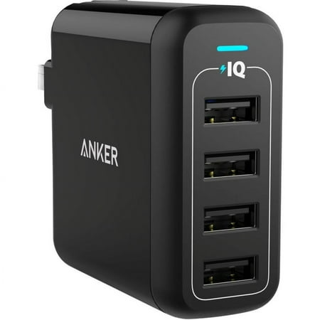 Anker PowerPort 4 - Power adapter - 40 Watt - 8 A - IQ - 4 output connectors (5 x 4 pin USB Type A) - Black