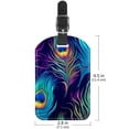 thumbnail image 6 of Square 2Pack PU Leather Peacock Feather Cruise Luggage Tag with Privacy Cover and Name ID Tag for Travel Handbags Backpacks Luggage Tags, 6 of 6