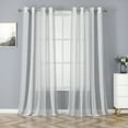 thumbnail image 1 of 2 Panels Stripe Sheer Curtains, Grommet Top Yarn Dyed Woven on Textured Sheer Curtain Drapes, 1 of 9