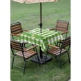 thumbnail image 3 of Outdoor Tablecloth with Umbrella Hole and Zipper, St. Patrick's Day Square Table Cloth 54x54 Inch Waterproof Tablecloth, Shamrock Grasses Sage Green Plaid Picnic Table Cover for Patio Camping, 3 of 7
