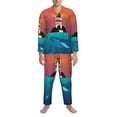 thumbnail image 3 of Sikiie Lighthouse and Whale Mens Pajama Set, Soft Warm Long Sleeve Sleepwear, Cozy Button-Down Pjs for Men-Large, 3 of 7