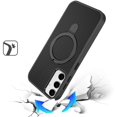 thumbnail image 3 of For Samsung Galaxy S25+ /S25 Plus /S24+ Plus Hybrid Carbon Fiber Design with MagSafe Compatible [Magnetic Circle], Ring Stand Shockproof Slim TPU Cover, XPM Phone Case [Black], 3 of 9