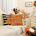 thumbnail image 3 of Fall Decorative Throw Pillow Covers 20 x 20 Inch Set of 4, Hello Pumpkin Maple Leaves Stripes Fall Decor Outdoor Farmhouse Pillow Cases for Home Couch (Orange Color) G340-20, 3 of 6