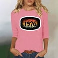 thumbnail image 1 of Uootdi Hauts pour Femmes Manches 3/4 Col Rond Imprimé Arc-en-Ciel Rétro 1976 Coupe Décontractée T-Shirts Nostalgiques d'Été Cadeau, 1 of 4