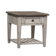 Pemberly Row Modern / Contemporary Off White Wood Drawer End Table