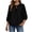 #0247-Black, variant on Womens Tie Front Blouse 3/4 Puff Sleeve Round Neck Keyhole Loose Fit Casual Tops