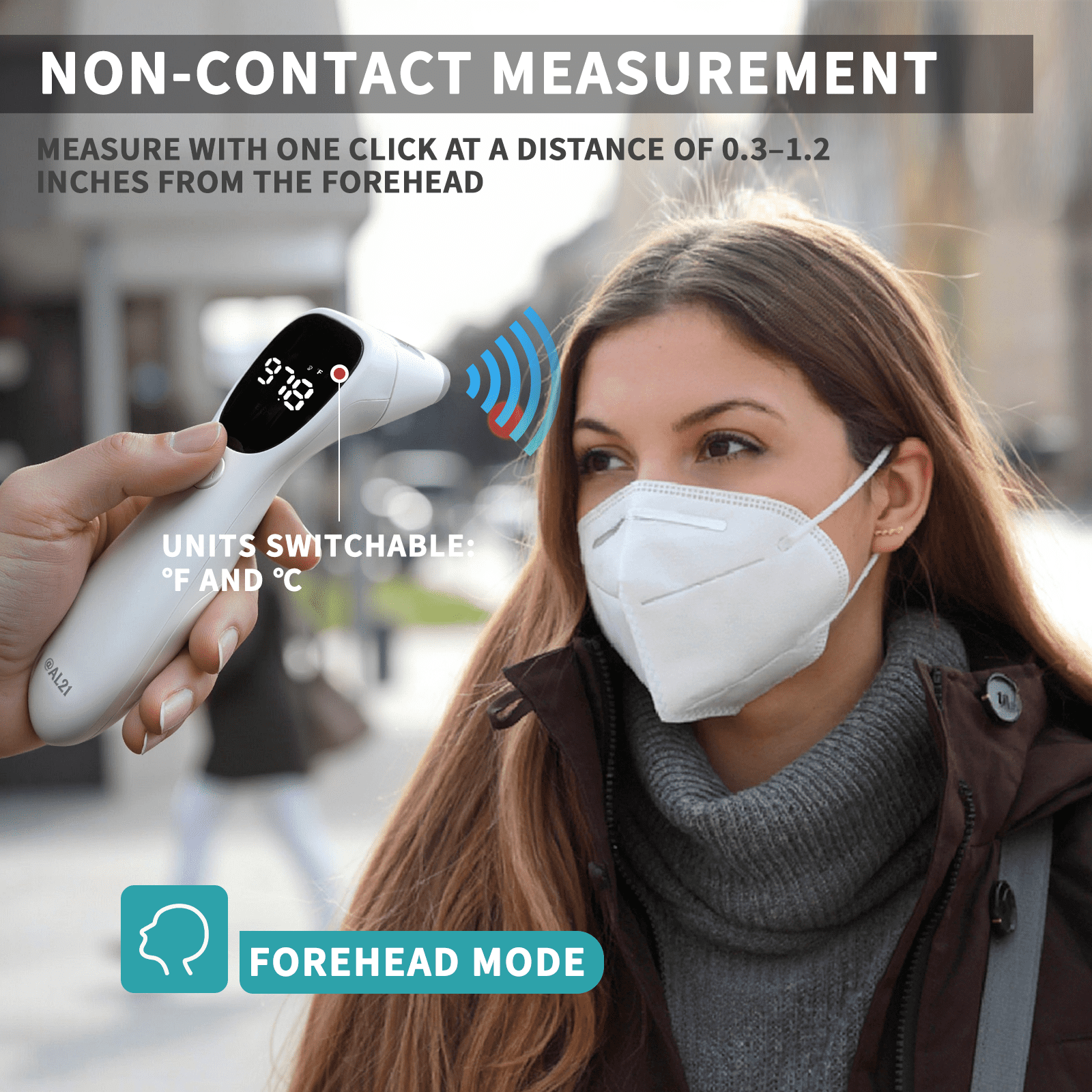 AL21 Dual Mode Thermometer for Adults, Kids, and Babies – Infrared Digital Forehead and Ear Thermometer, No Touch with Fever Alarm and Fast Results